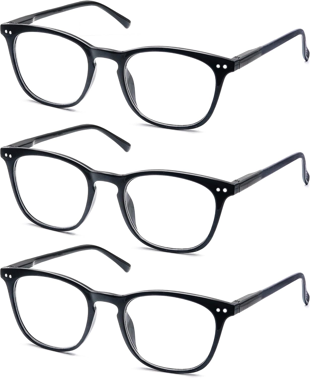 3 Pack Reading Glasses Women Men Stylish Oval Readers Flexible Spring Hinge Black Glasses Reading +1.50