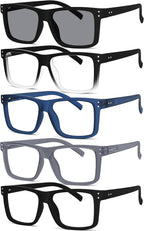 Eyekepper 5-pack Oversized Reading Glasses Square Large Frame Readers for Men and Women - Include Grey Lens +0.50