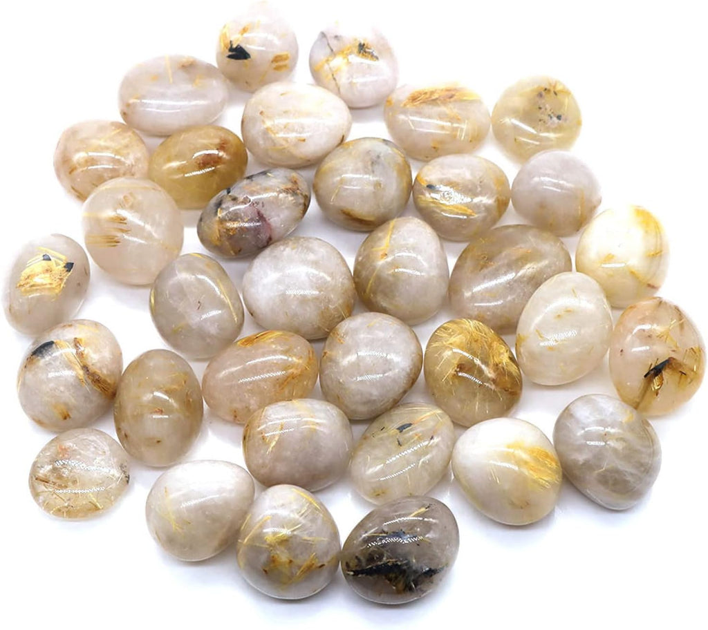 Crystal Natural Crystal Rough 50g Natural Gold Rutilated Quartz Tumbled Stones Crystal Rock Gravel for Aquarium Decoration Home Collections