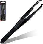 Solingen Germany Slant Tip Stainless Steel Eyebrow & Facial Hair Hand-Filed Made in Germany (Black)