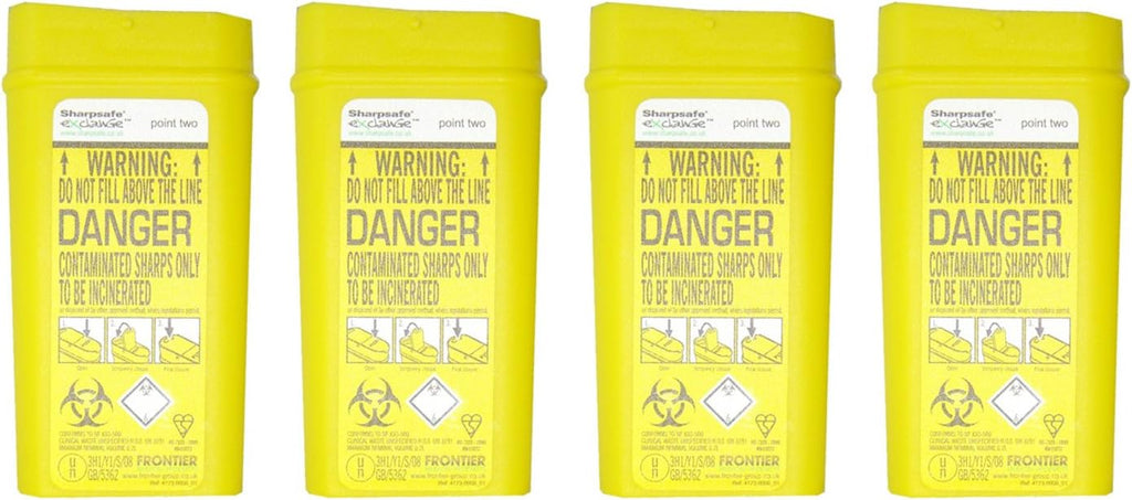 Sharpsafe Disposable Sharps Bin 0.2 Litre - Pack of 4 (Packaging May Vary)