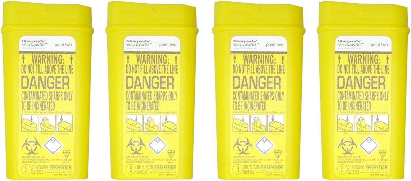 Sharpsafe Disposable Sharps Bin 0.2 Litre - Pack of 4 (Packaging May Vary)