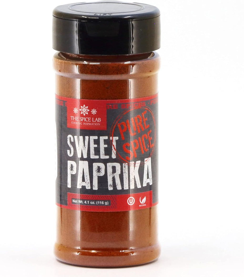 The Spice Lab Sweet Paprika Powder - High Color ASTA 120+ - 4.1 oz Shaker Jar – Premium Gourmet Spanish Paprika Vegan Approved All Natural Kosher Non GMO Gluten Free Spice – Rich in Antioxidants