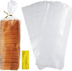 Bread Bags, 30 Pack Plastic Bread Bags with Ties for Homemade Bread, Clear Bagel Sandwich Bags, Bread Loaf Bags for Bakery Owners Use