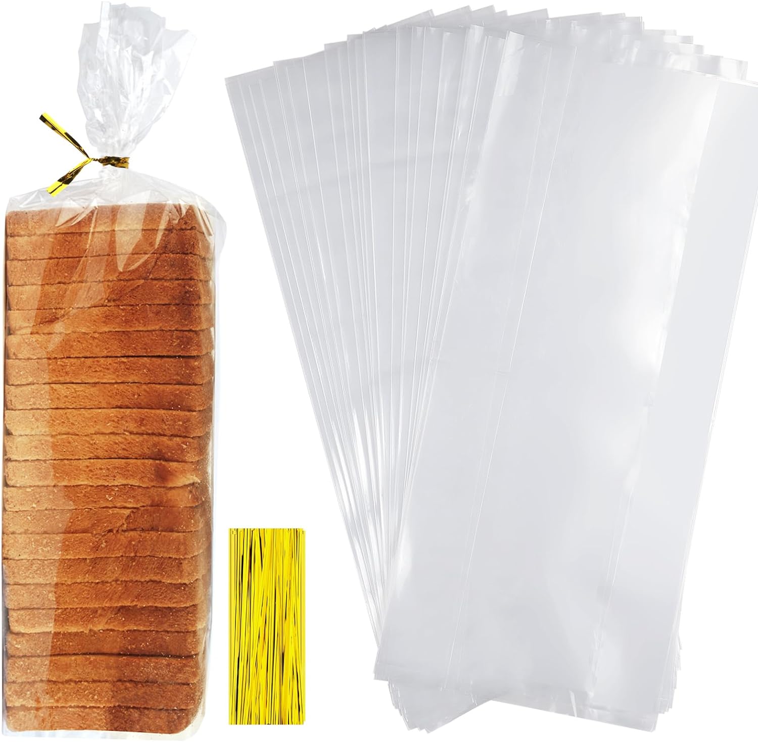 Bread Bags, 30 Pack Plastic Bread Bags with Ties for Homemade Bread, Clear Bagel Sandwich Bags, Bread Loaf Bags for Bakery Owners Use