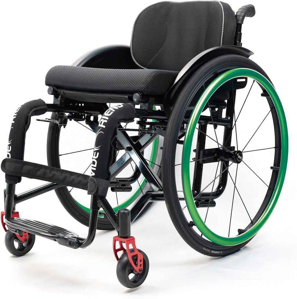 Lightweight Folding Sport Wheelchairs for Adults, Portable All Terrain Travel Mobility Wheelchair with Adjustable Seat, Self-Propelled Elderly Transfer Wheel Chair for Active Daily Use,Green-39/15.3in