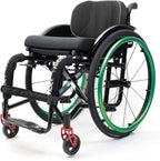 Lightweight Folding Sport Wheelchairs for Adults, Portable All Terrain Travel Mobility Wheelchair with Adjustable Seat, Self-Propelled Elderly Transfer Wheel Chair for Active Daily Use,Green-39/15.3in