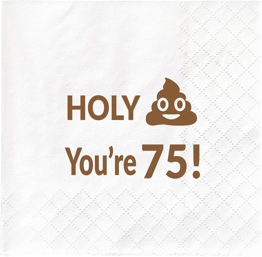 Joyiou Holy You're 75 Birthday Cocktail Napkins, Happy 75th Birthday Gifts Decorations for Men and Women, 75 Years Old Birthday Party Table Favor Supplies (4.5 x 4.5 In, 50-Pack)