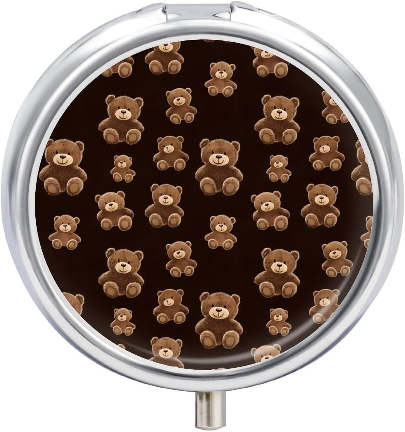 Teddy Bears Funny Pill Case 3 Compartment Pillbox Portable Pill Container Vitamin Organizer for Travel Outdoor