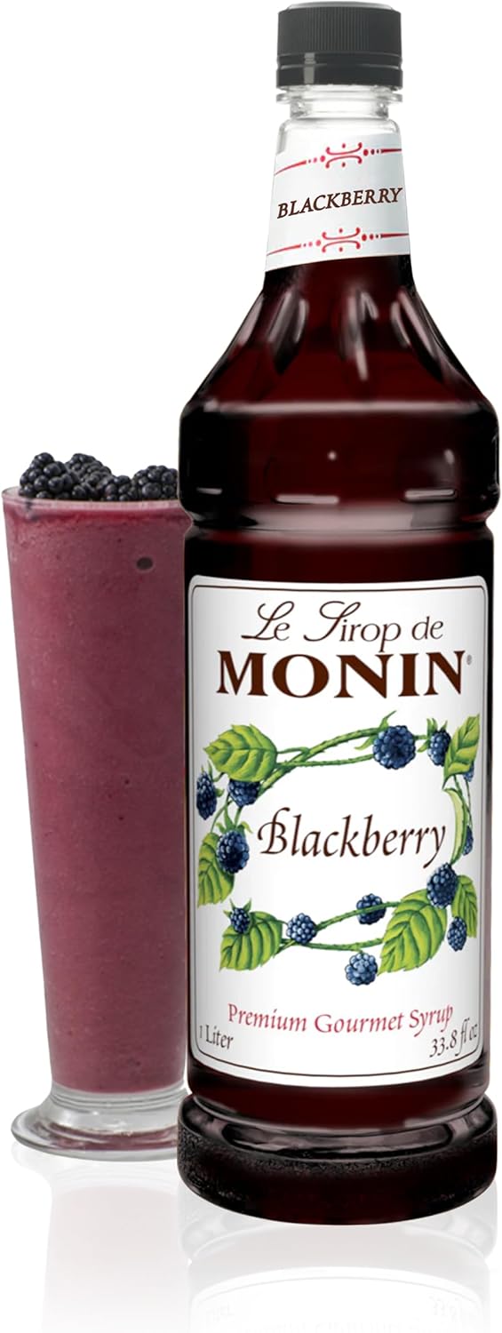 Monin - Blackberry Syrup, Delicious Berry Flavored Syrup, Cocktail Syrup, Authentic Flavor Drink Mix, Simple Syrup for Iced Tea, Lemonade, Cocktails, & More, Clean Label, Gluten-Free (1 Liter)