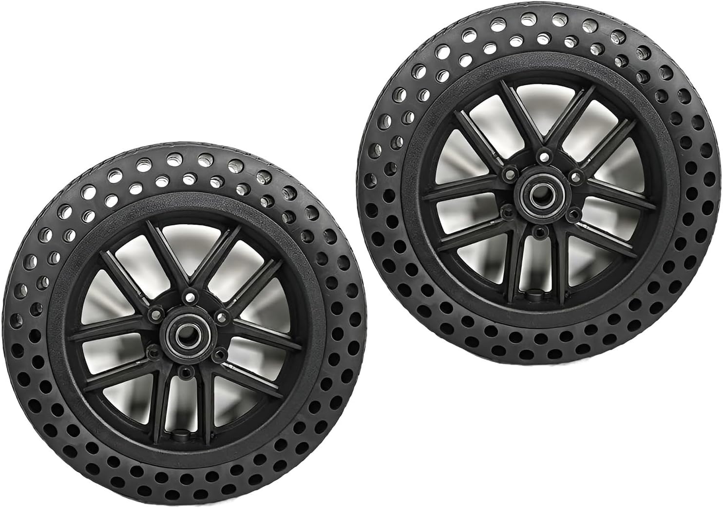 1 Pair of 10inch Power Wheelchair Front Wheels, 10×1.50 Solid Tires, Wheelchair Wheels, Bearing: 12mm, Wheelchair Walker Replacement Parts