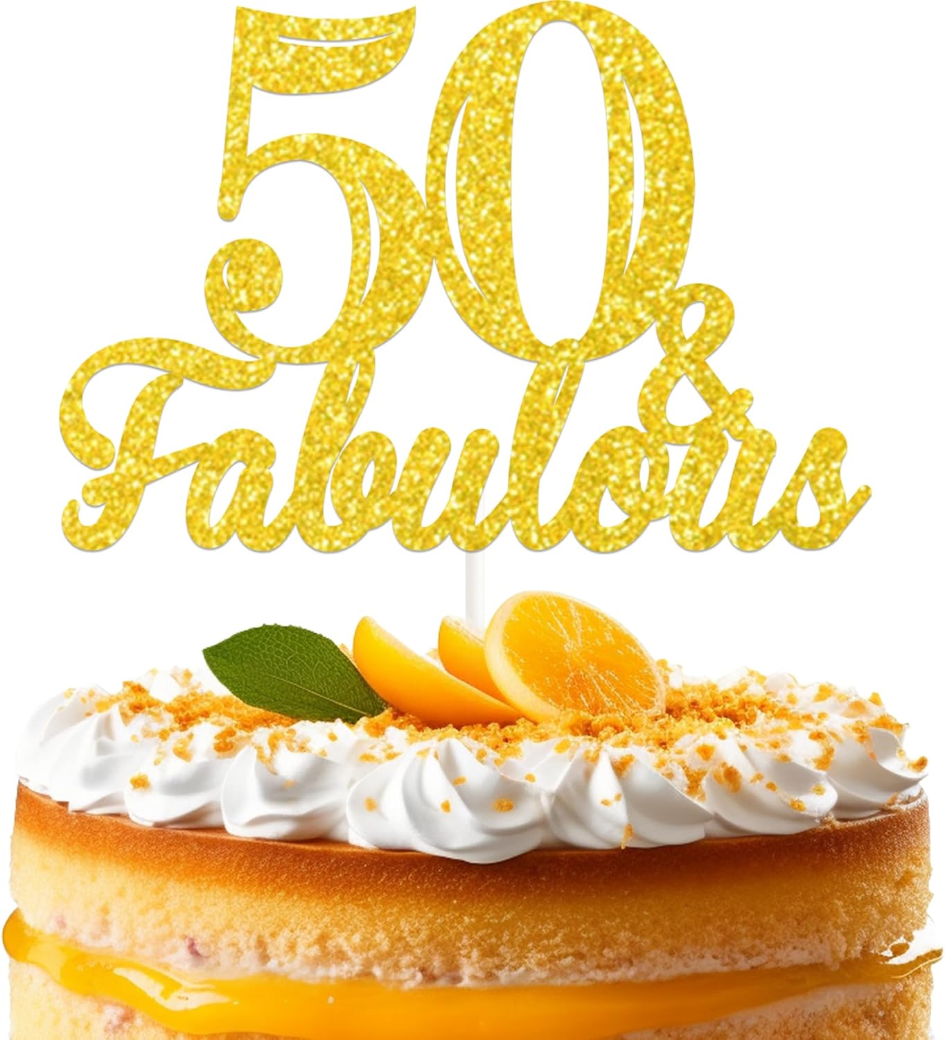 50 & Fabulous Cake Topper Gold Glitter Fifty and Fabulous Cake Topper Happy 50th Birthday Decorations 50th Anniversary Wedding Cake Decorations Party Supplies for Women & Men