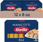 Barilla Manicotti Pasta, 8 oz. Box (Pack of 12) - Non-GMO, Made with Durum Wheat Semolina - Kosher Certified