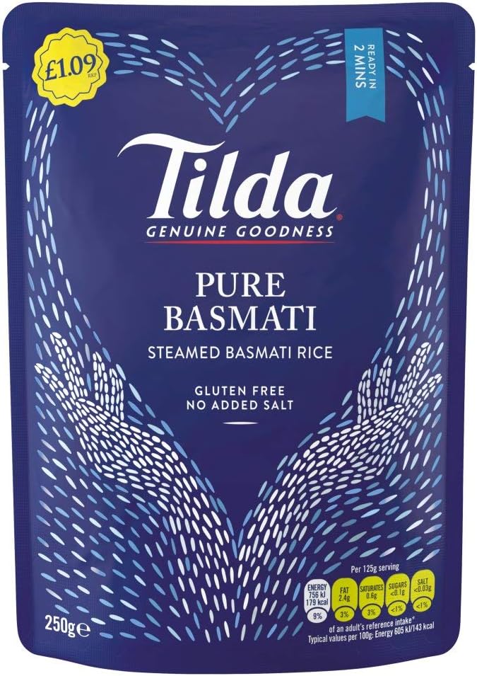 Tilda Pure Basmati Steamed Basmati Rice, 6 x 250g