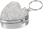 FOMIYES Heart-Shaped Stainless Steel Pill Organizer Compact Medicine Case Portable Vitamin Storage Box with Rhinestones Small Travel Pill Holder for Pocket Use