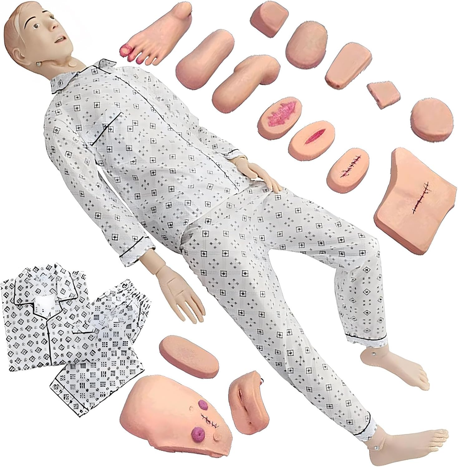 Patient Care Manikin Training 5.57FT Life Size, Anatomical Human Model Training CPR Simulator Basic, Full Body Training Mannequin, for Students Nursing Education Teaching Skills
