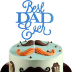 1 Pack Happy Father’s Day Cake Toppers, Glitter Cake Bunting Decor Best Dad Ever Love Father Cake Picks Party Decorations Supplies(Best DAD Ever, Royal Blue)