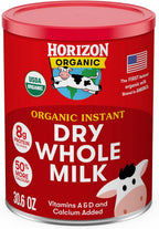 Horizon Organic Instant Dry Whole Milk Powder, 30.6 oz, USDA Organic, Non-GMO, Shelf Stable, Great for Baking, Cooking, Beverages, Emergency Storage, Pantry Essential