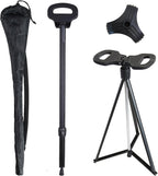 Cane with Seat 2-in-1 Portable Walking Stick with Seat for Men & Women Folding Lightweight Sturdy Tripod Cane Foldable Stool Mobility Aid Crutch Chair with Travel Bag for Elderly, Seniors & Handicap