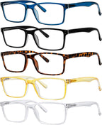 Eyekepper 5-Pack Stylish Readers Quality Spring Hinges Reading Glasses Men Women +2.00