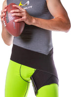 BraceAbility Hip Support Groin Brace - Hamstring Compression Wrap for Sciatica Pain Relief, Labral Tear, Thigh, Groin Pull - Sciatica Hip Brace for Men or Women (One Size)