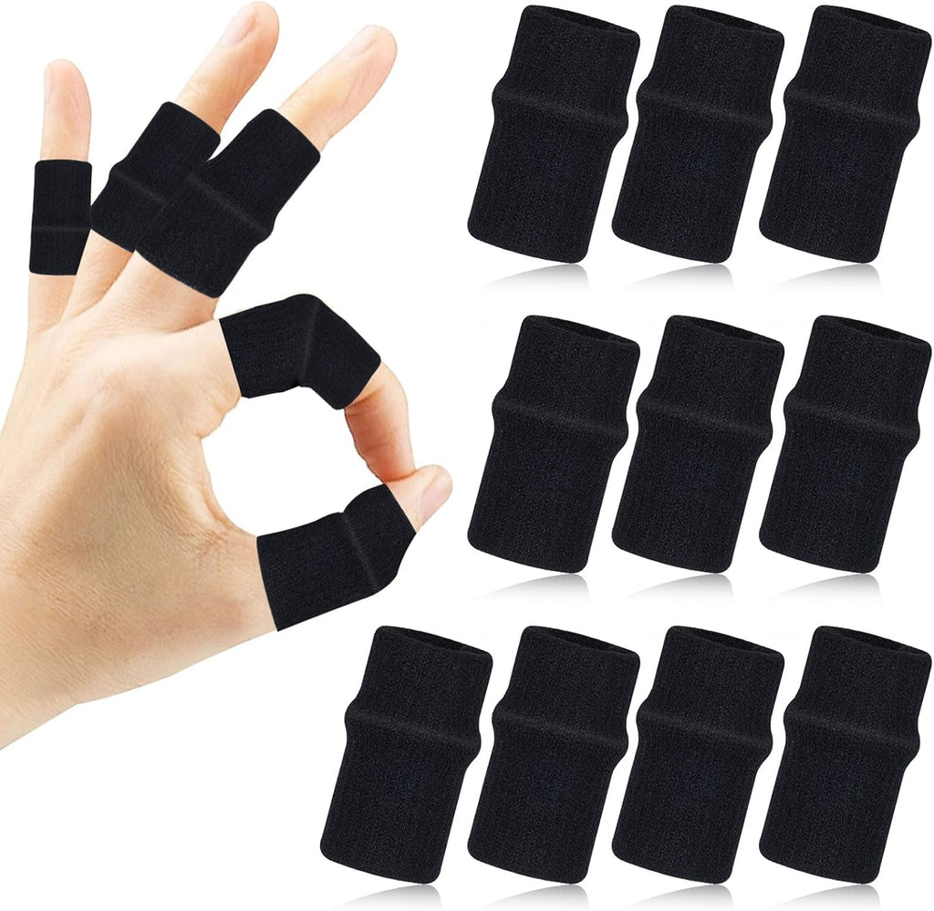 10 Pcs Black Finger Sleeves, Breathable Finger Brace, Compression Support for Arthritis, Thumb Splint for Relief Support Protector and Reliving Pain