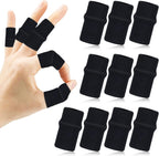 10 Pcs Black Finger Sleeves, Breathable Finger Brace, Compression Support for Arthritis, Thumb Splint for Relief Support Protector and Reliving Pain