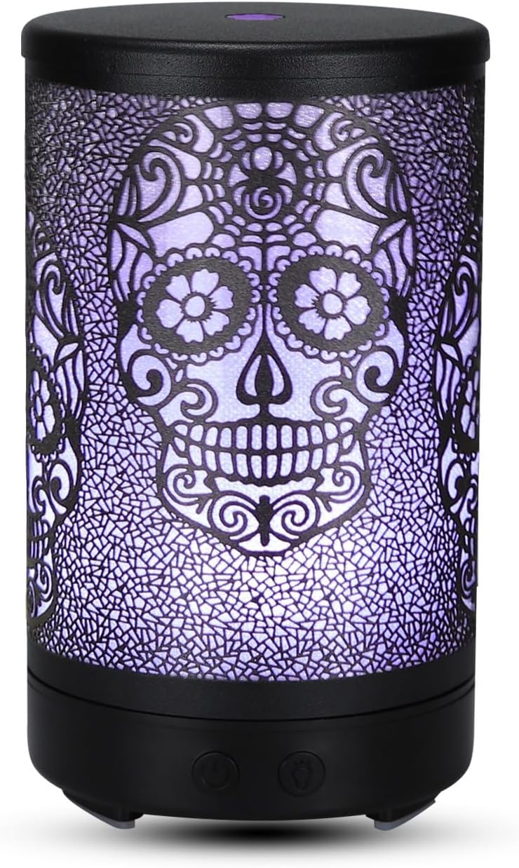 Skull Aromatherapy Diffuser, 100ML Essential Oil Diffuser Cool Mist Humidifier, with Remote Control Waterless Auto Off, for Bedroom, Office, Living Room (Black)