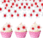 100Pcs Edible Cherry Blossom Flowers Cake Decorations Rice Paper Wafer Paper Cake Cupcake Topper Birthday Party Food Decorations Supplies