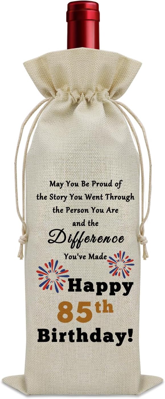 Sazuwu Happy 85th Birthday Gifts Wine Bag Birthday Gifts for Men 85 Years Old Inspirational Birthday Quotes Wine Accessories Gifts for Wine Lovers Born in 1939 Gifts for Turning 85