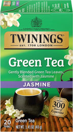 Twinings Green Tea with Jasmine Individually Wrapped Bags, 20 Count (Pack of 1), Fragrant Floral Scent, Caffeinated, Enjoy Hot or Iced, 20 Teabags