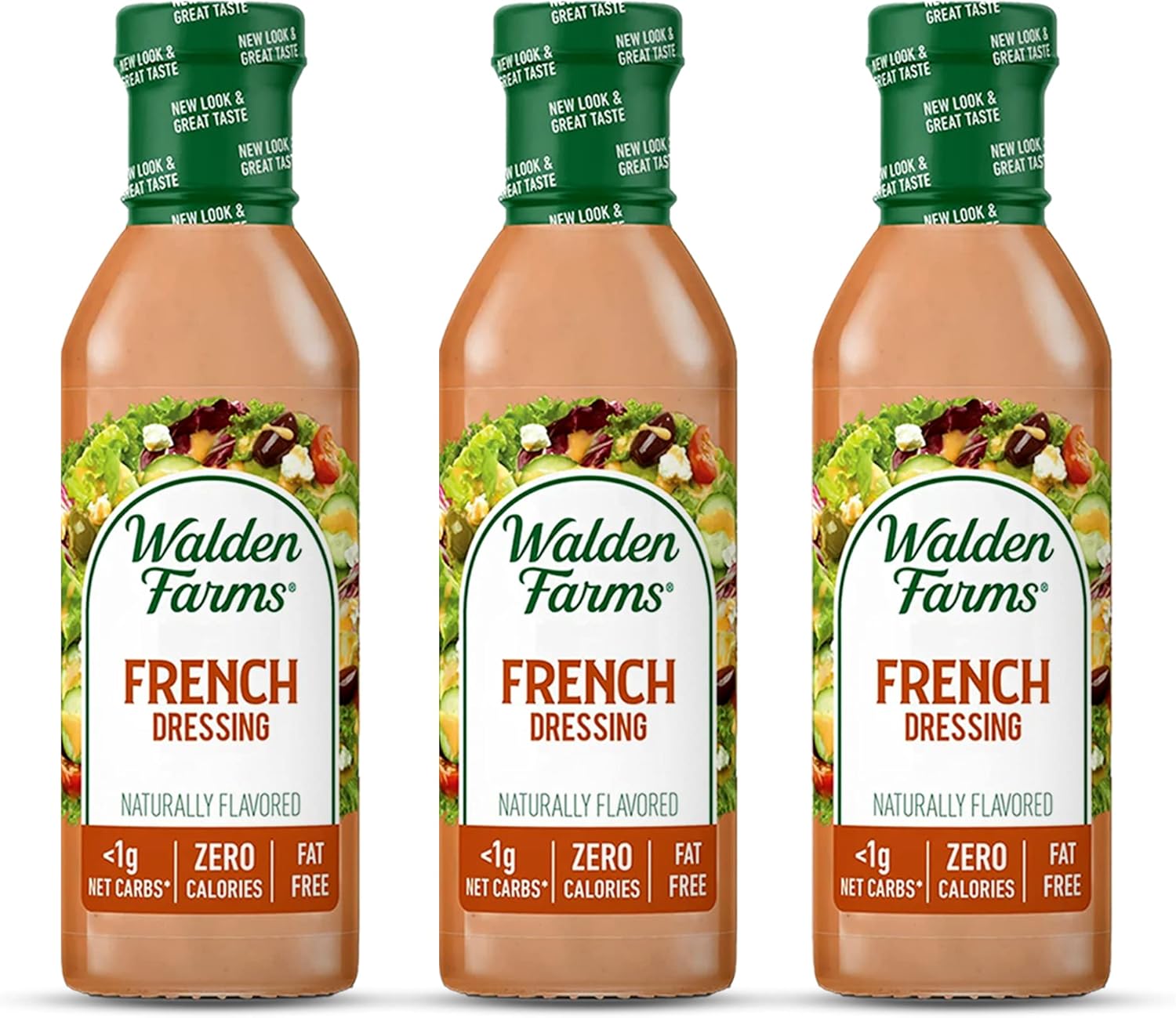 Walden Farms French Dressing 12 oz Bottle (3 Pack) - Fresh and Delicious, 1g Net Carbs Condiment, Kosher Certified - Great on Salads, Chicken, Sandwiches, Vegetables and More
