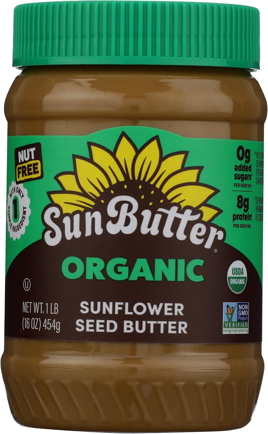 SunButter Organic Sunflower Seed Butter, 16 oz Nut-Free Spread with 7g Plant-Based Protein, Roasted Rich & Savory Flavor, Smooth Texture | Vegan, Kosher & Non-GMO