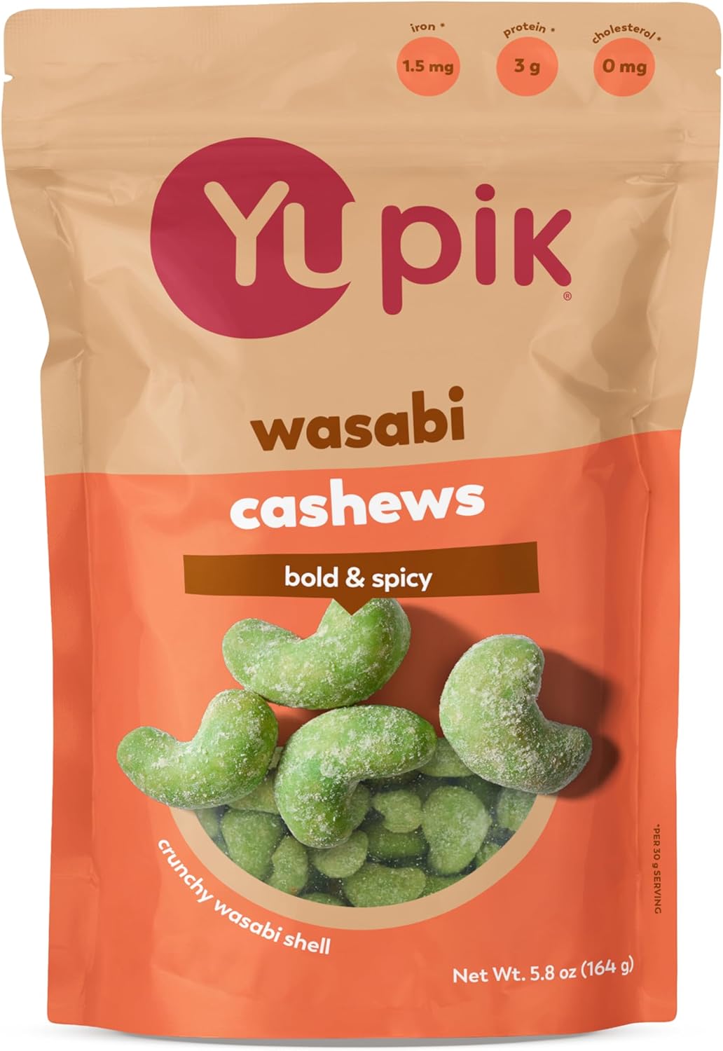 Yupik Wasabi Cashews, 5.8 Oz – Intense Spicy Snacks, Crunchy Wasabi Coated Nuts in a Flavored Shell, Gourmet Asian-Inspired Treat for Sushi Night and Parties