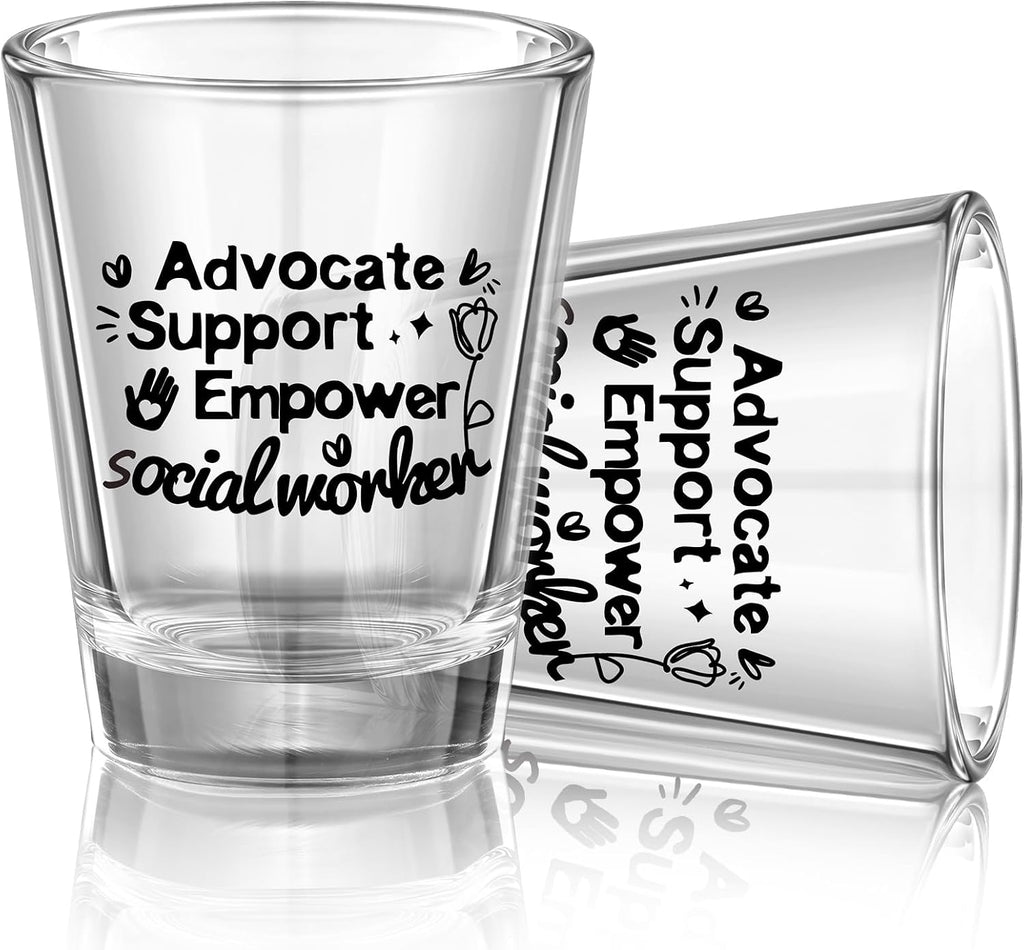2 Pcs Social Worker Gift for Women Men Shot Glasses Bulk 2 oz Shot Glasses Gifts with Text Funny Social Worker Accessories Graduation Office Decor