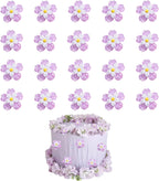 20 PCS Flower Cupcake Toppers Purple Flowers Cake DecorationsPicks Flower for Bridal Engagement Baby Shower Birthday PartyDecorations Supplies