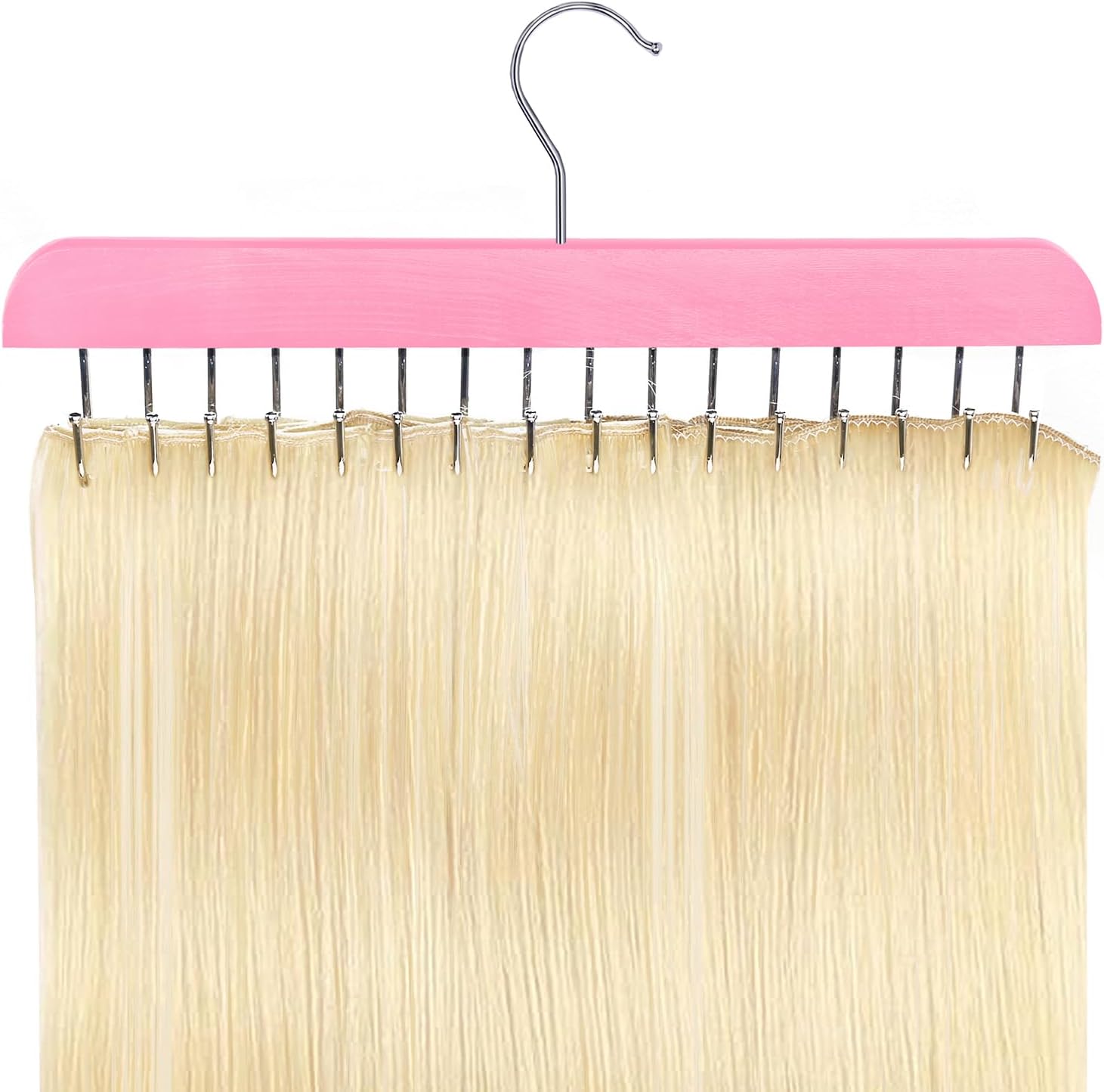 Hair Extension Holder & Hanger for Clip Ins - Weft Organizer Stand for Washing & Styling - Storage Rack Display Stand Accessories for Extensions (Pink)