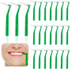 Thinp 25 Pcs Interdental Brushes,L-Shaped Interdental Brushes Angled Interdental Brushes Between Teeth and Gums Soft Bristled Interdental Brushes for Teeth Cleaning Plaque Removal(Green 0.8mm)