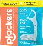Plackers Twin Line Dental Floss Picks, Dual-Line Tuffloss, Easy Storage, Cool Mint Flavor, 300 Count