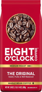 Eight O'Clock Coffee The Original, Medium Roast Whole Bean Coffee, Sweet, Fruity, Well Balanced, 30 Ounce (Pack of 1)