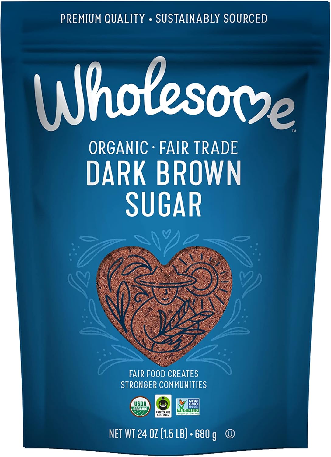 Wholesome Fair Trade Organic Dark Brown Sugar, 24oz, 6-Pack