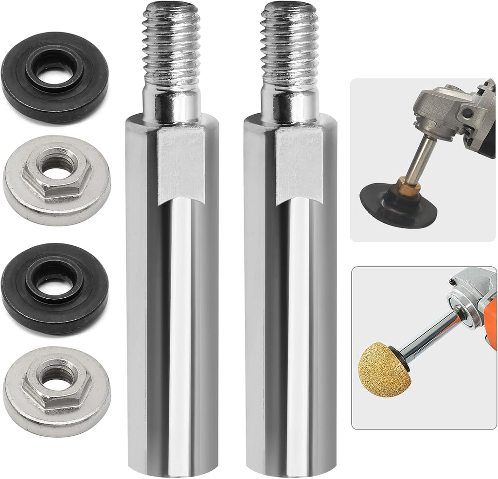 M10 Angle Grinder Extension Connecting Rod Shaft, 3/8" M10 Thread Polishing Machine Adapter Lever with Attachmentsfor 100 Type Angle Grinder/Polisher(2Pcs)