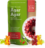 LIVING JIN Agar Agar Powder, 4 oz. Kosher, Plant-Based Gelatin Powder, Vegan Agar Agar, Vegan Jello, Sugar-Free, 100% Natural Red Algae