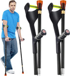 Geiserailie 2 Pcs Forearm Crutches for Adults, Folding Forearm Crutches Lightweight and Adjustable with Rubber Grips for Comfortable Grip, Aluminum Cane with Cuffs for Walking, Black