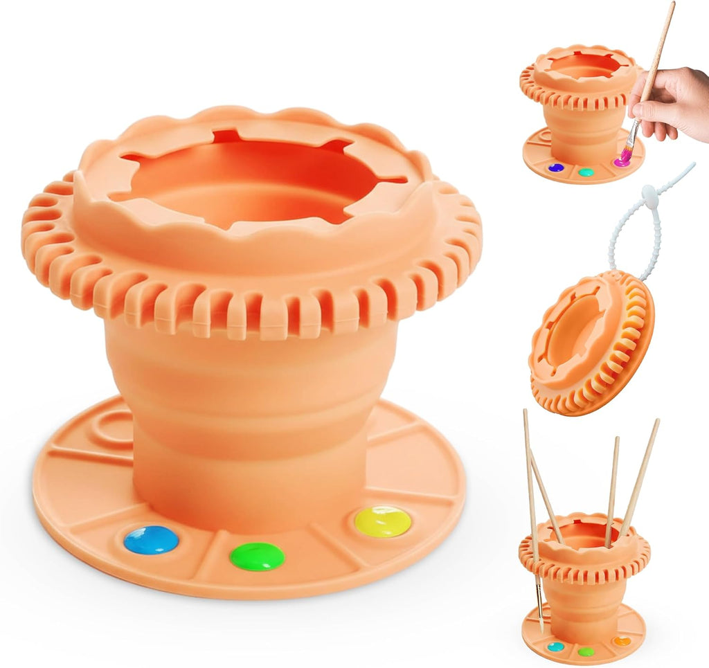 Paint Brush Cleaner Tool Collapsibowl With Pallet And Organizer, Collapsible Acrylic Watercolor Portable Paintbrush Rinse Cup, Art Crafts Painting Brush Washing Station