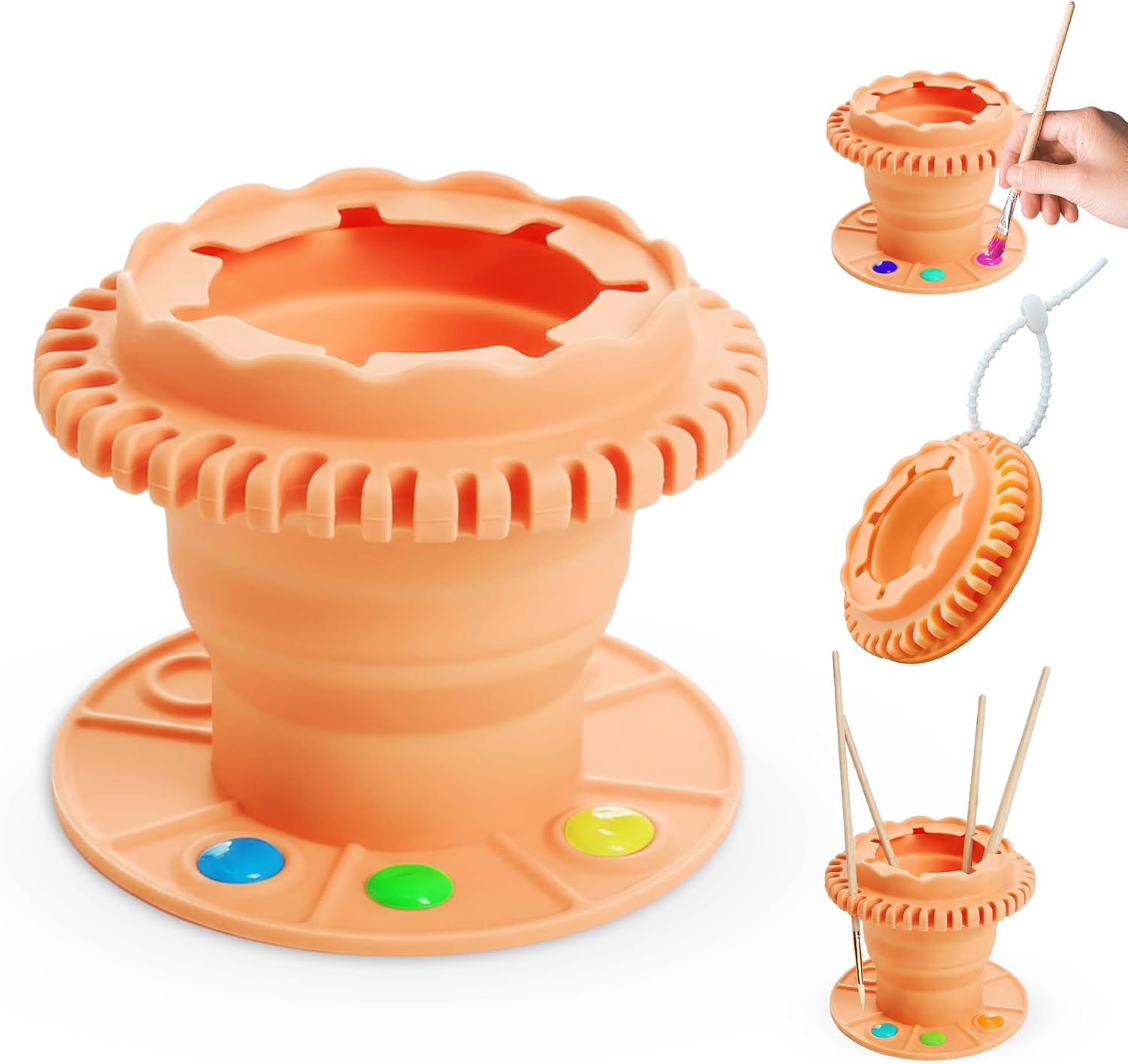 Paint Brush Cleaner Tool Collapsibowl With Pallet And Organizer, Collapsible Acrylic Watercolor Portable Paintbrush Rinse Cup, Art Crafts Painting Brush Washing Station