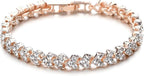 Mothers Day Gift Silver Crystal Tennis Bracelet for Women – Elegant Full Zircon Sparkle, Slim Stackable Design, Secure Clasp, Dainty Luxury Jewelry Gift for Her
