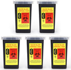 5 Pack Sharps Container Blade Disposal Containers Tattoo Syringe Needle Trash Can Case Barber Razor Storage Dispenser Biohazard Infectious Waste Case for Home Professional Use (5PCS)