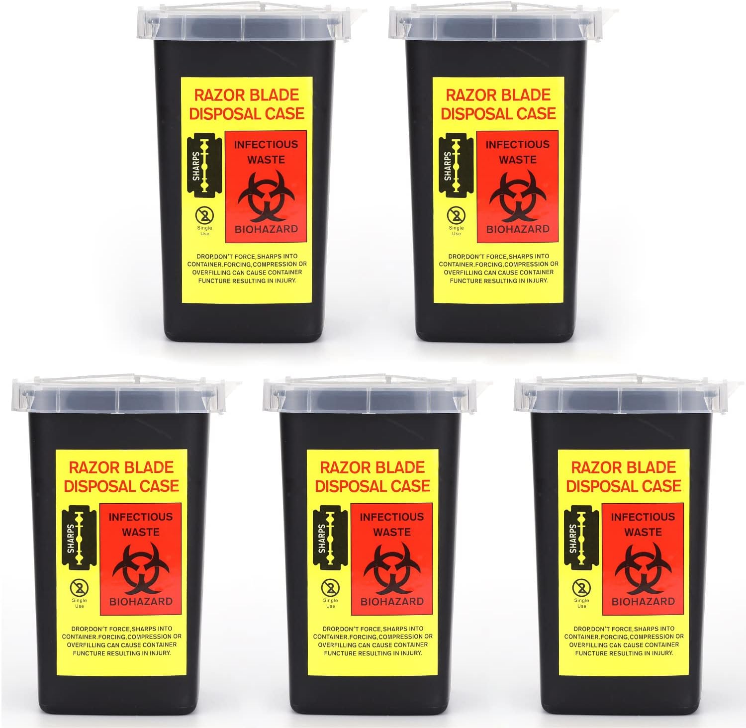 5 Pack Sharps Container Blade Disposal Containers Tattoo Syringe Needle Trash Can Case Barber Razor Storage Dispenser Biohazard Infectious Waste Case for Home Professional Use (5PCS)