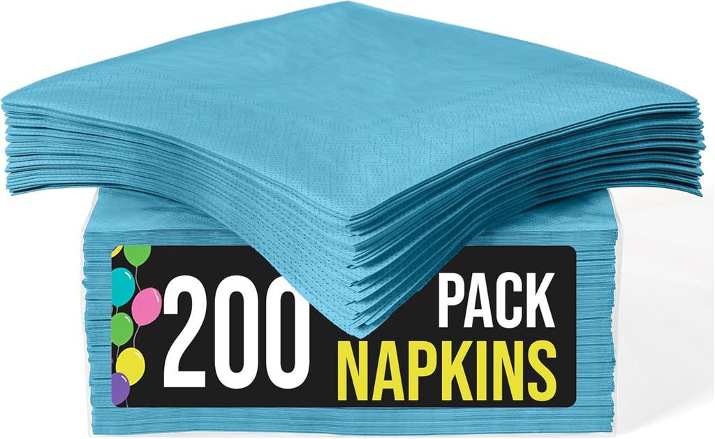 Party Solids Turquoise Paper Napkins Disposable Everyday 200 Pcs 2 Ply Turquoise Cocktail Napkins Paper Everyday For Parties & Party Supplies